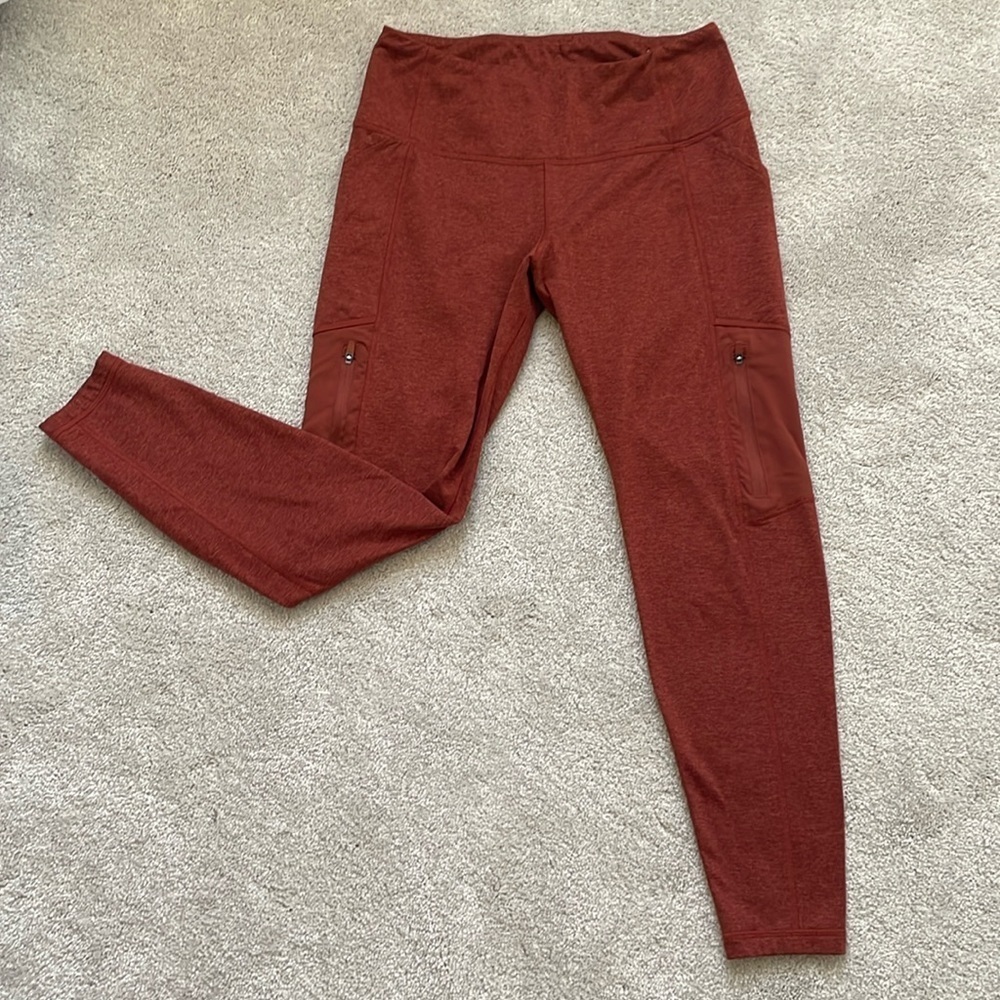 Old Navy active high rise leggings with pockets burnt orange women’s medium EUC